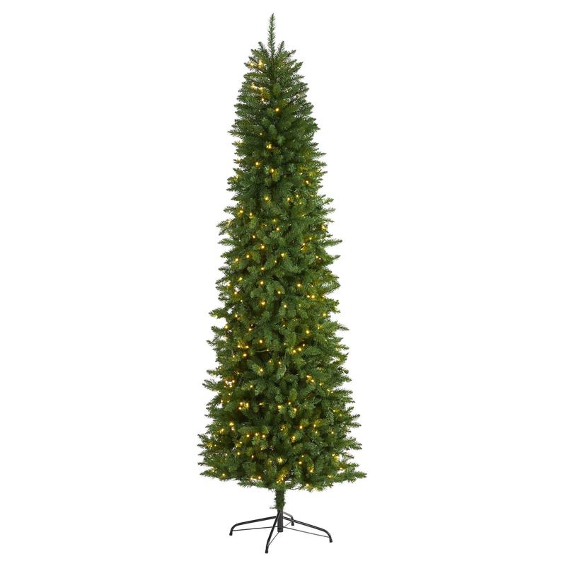 7.5 Slim Green Mountain Pine Artificial Christmas Tree with 350 Clear LED Lights