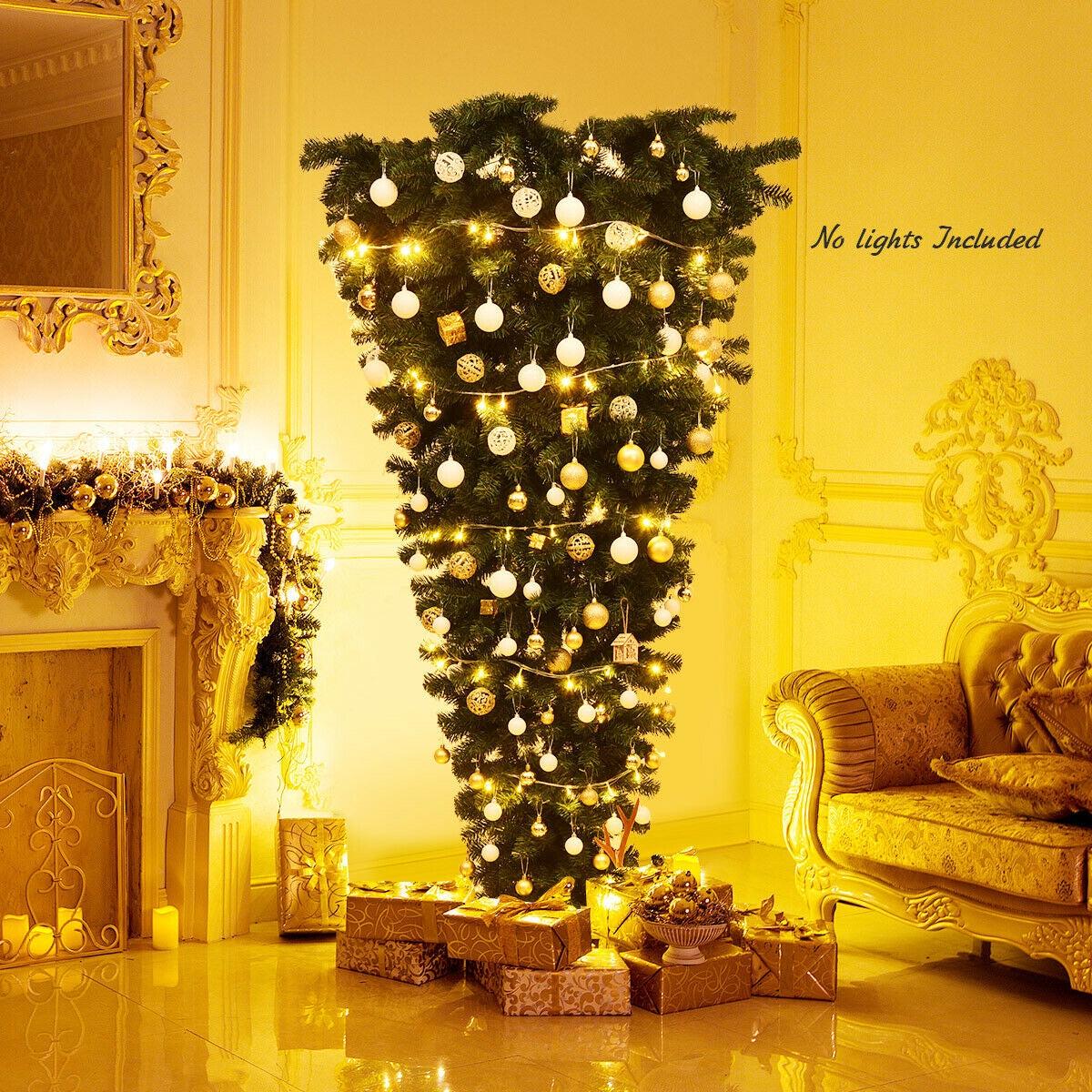 7  7 Feet Unlit Upside Down Artificial Christmas Tree