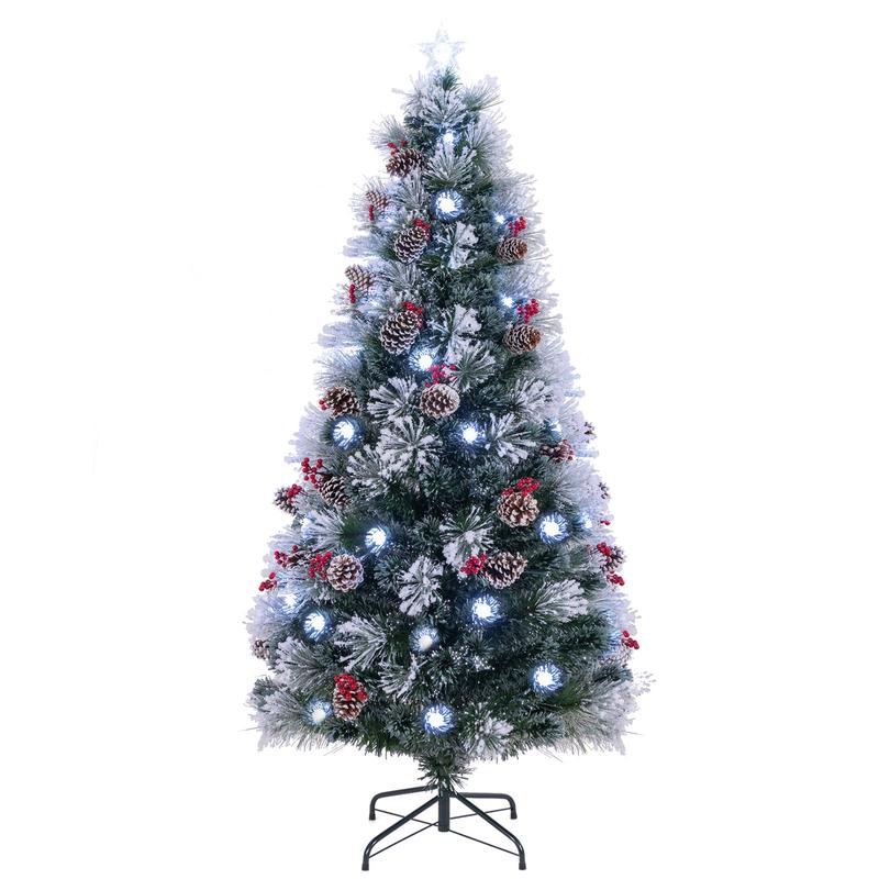 7 FT Flocked Christmas Tree, 8 Lighting Modes, Green