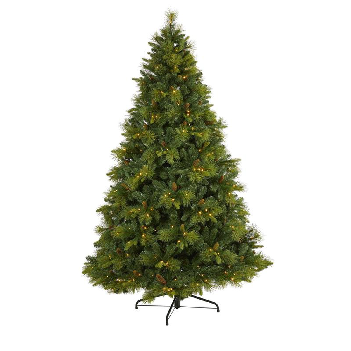 75 North Carolina Mixed Pine Artificial Christmas Tree with 470 Warm White LED Lights 1895 Bendable Branches and Pinecones