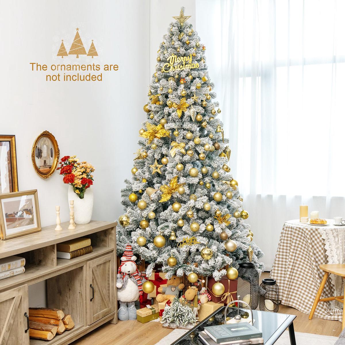 9  9 Feet Artificial Christmas Tree with Premium Snow Flocked Hinged