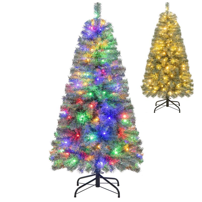 Pre-Lit Blue Artificial Christmas Tree Slim with 9 Lighting Modes-4.5 ft, Blue - Blue