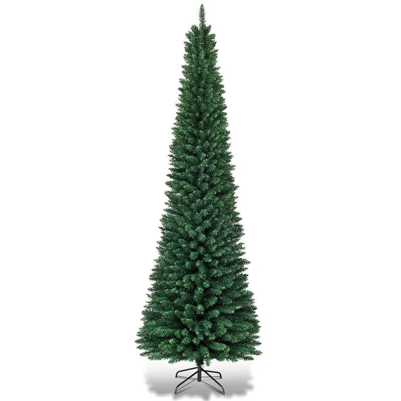 PVC Artificial Slim Pencil Christmas Tree, 7', Green