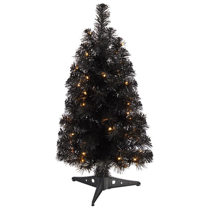 2 Black Artificial Christmas Tree with 35 LED Lights and 72 Bendable Branches