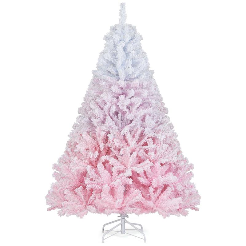 2025 New Artificial Christmas Tree with Folding Metal Stand and 456 Branch Tips-6FT, Pink - Pink