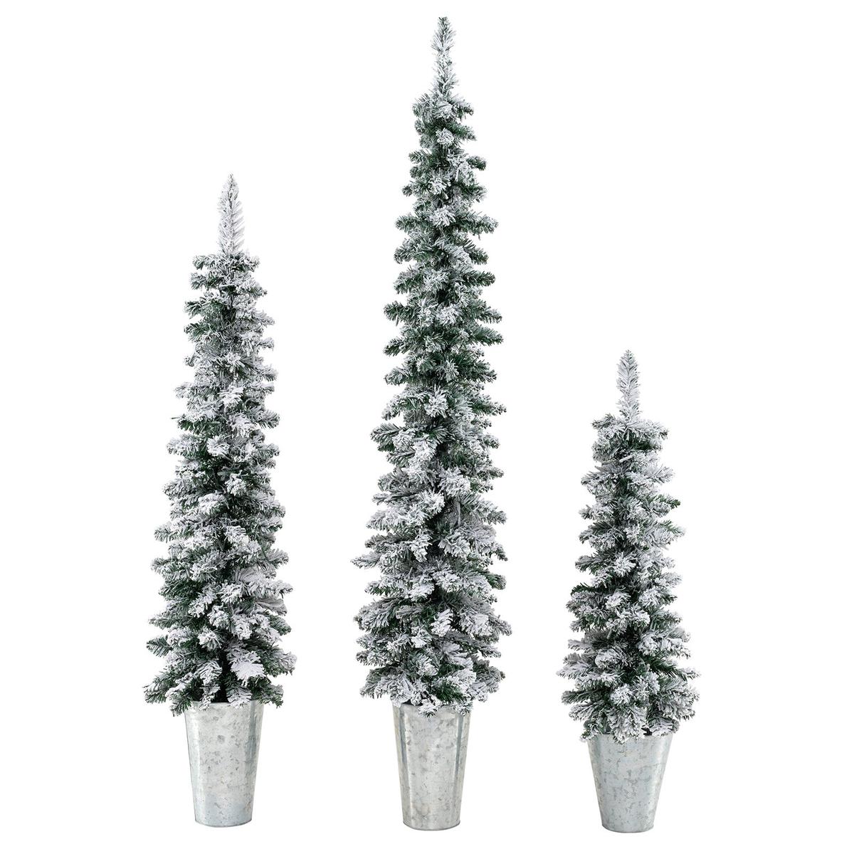 3  423  Set of 3 Pre-Lit Snow Flocked Artificial Christmas Trees witrh 423 Branch Tips