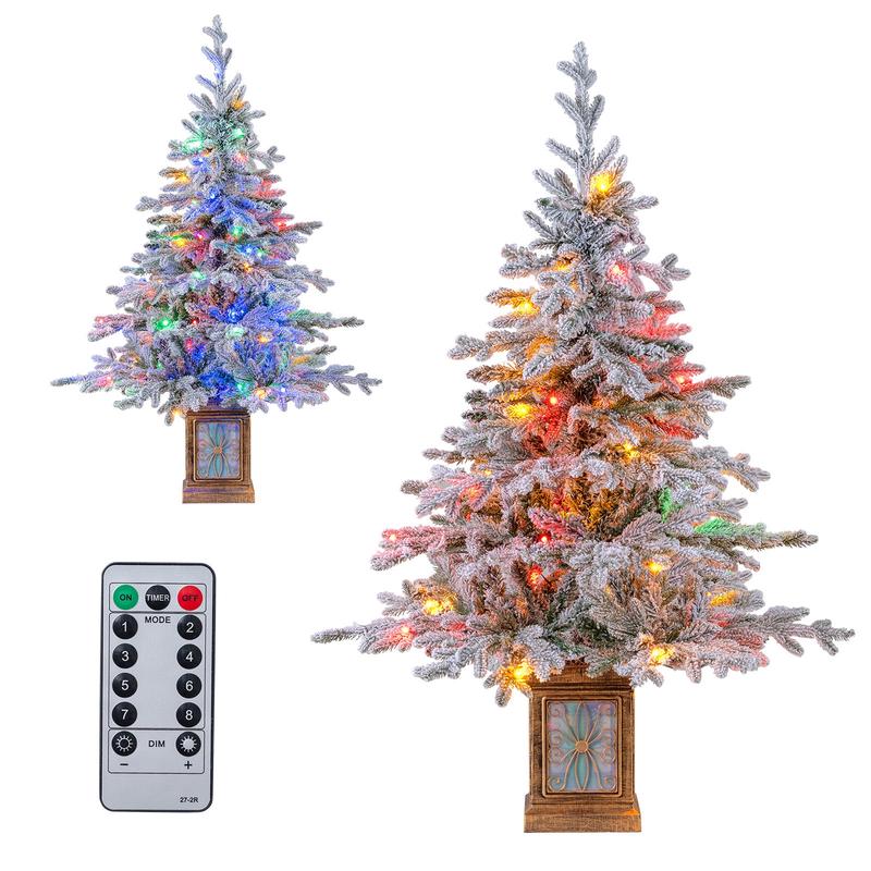 4 FT Artificial Christmas Tree Potted Xmas Tree with 180 Branch Tips Holiday Decoration Tree-Set of 1 - Options