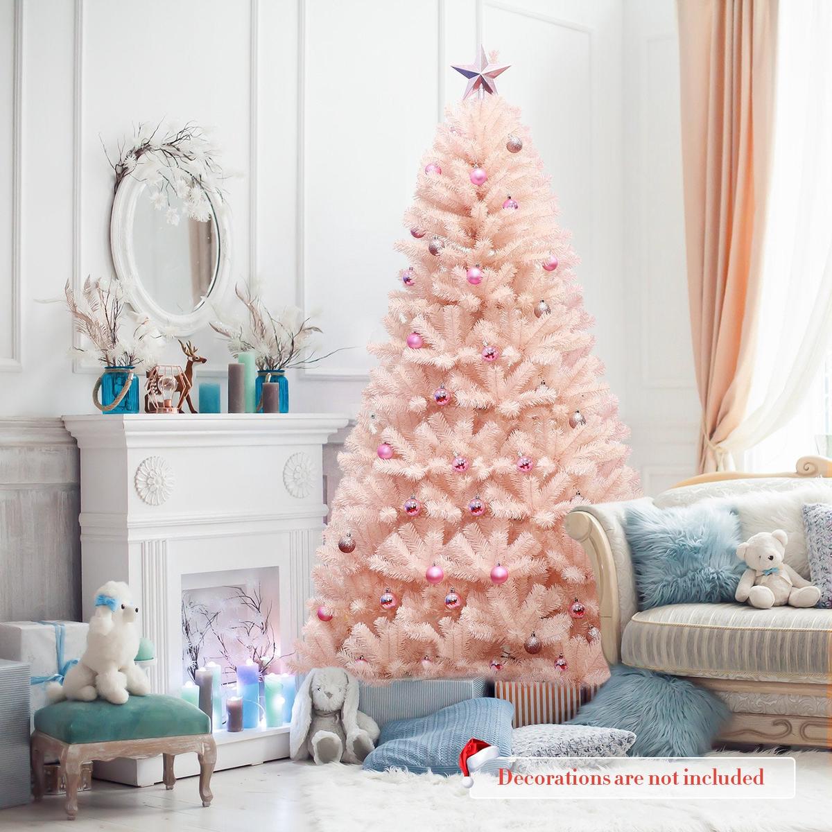6/7  - 7  6/7 Feet Artificial Christmas Tree Hinged Full Fir Tree-7 ft