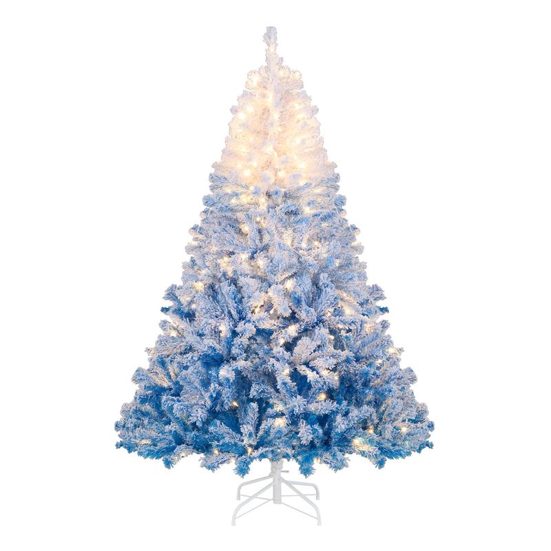 6 FT Artificial Christmas Tree, Warm White LED Lights, 8 Modes, Blue - Blue
