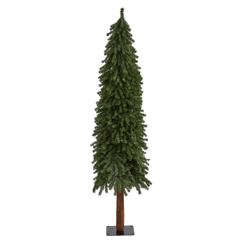 6 Grand Alpine Artificial Christmas Tree with 601 Bendable Branches on Natural Trunk