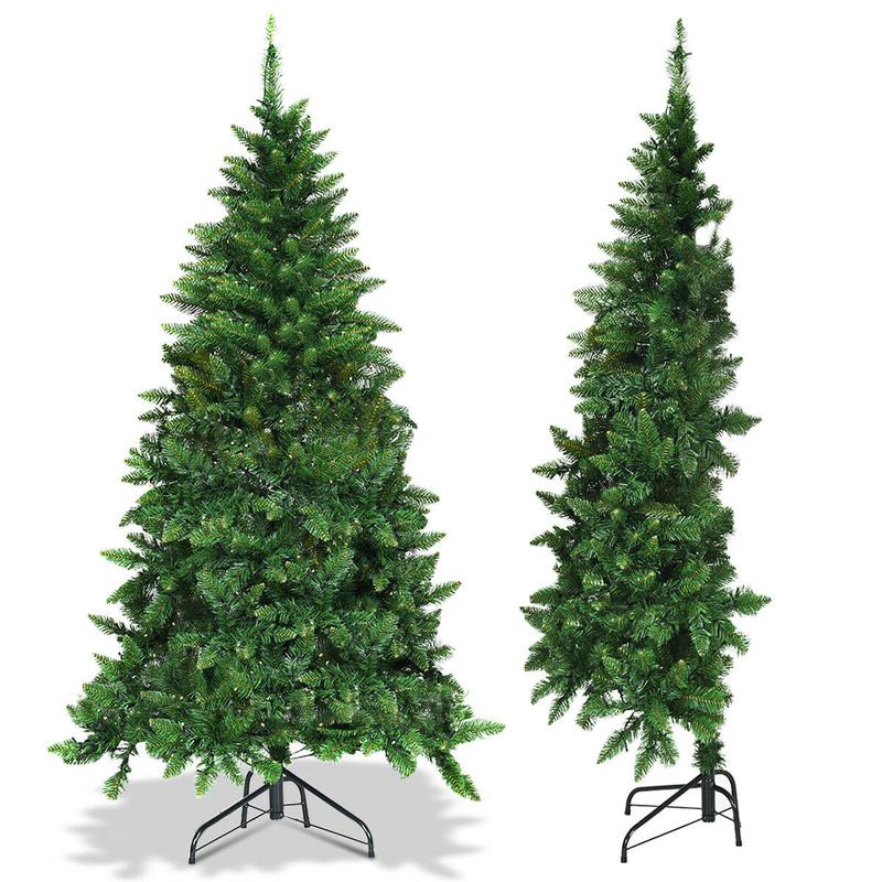 Pre-Lit Artificial Half Christmas Tree, 5 ft, Green