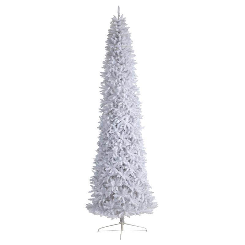 12 Slim White Artificial Christmas Tree with 3235 Bendable Branches