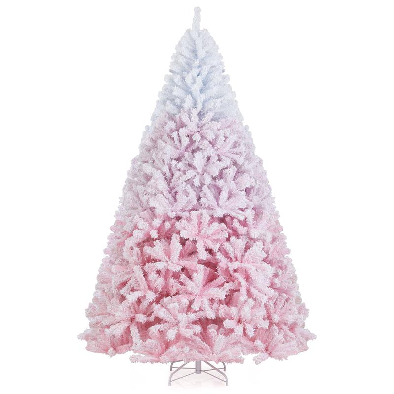 2025 New Artificial Christmas Tree with Folding Metal Stand and 456 Branch Tips-8 FT, Pink - Pink