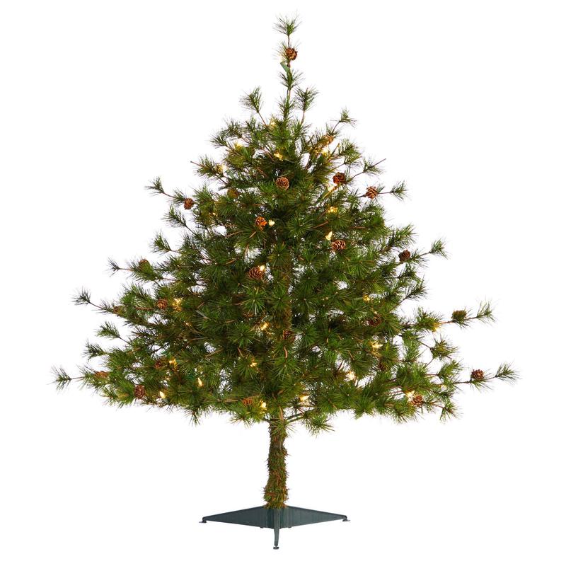 3 Colorado Mountain Pine Artificial Christmas Tree with 50 Lights. 171 Branches and Pine Cones