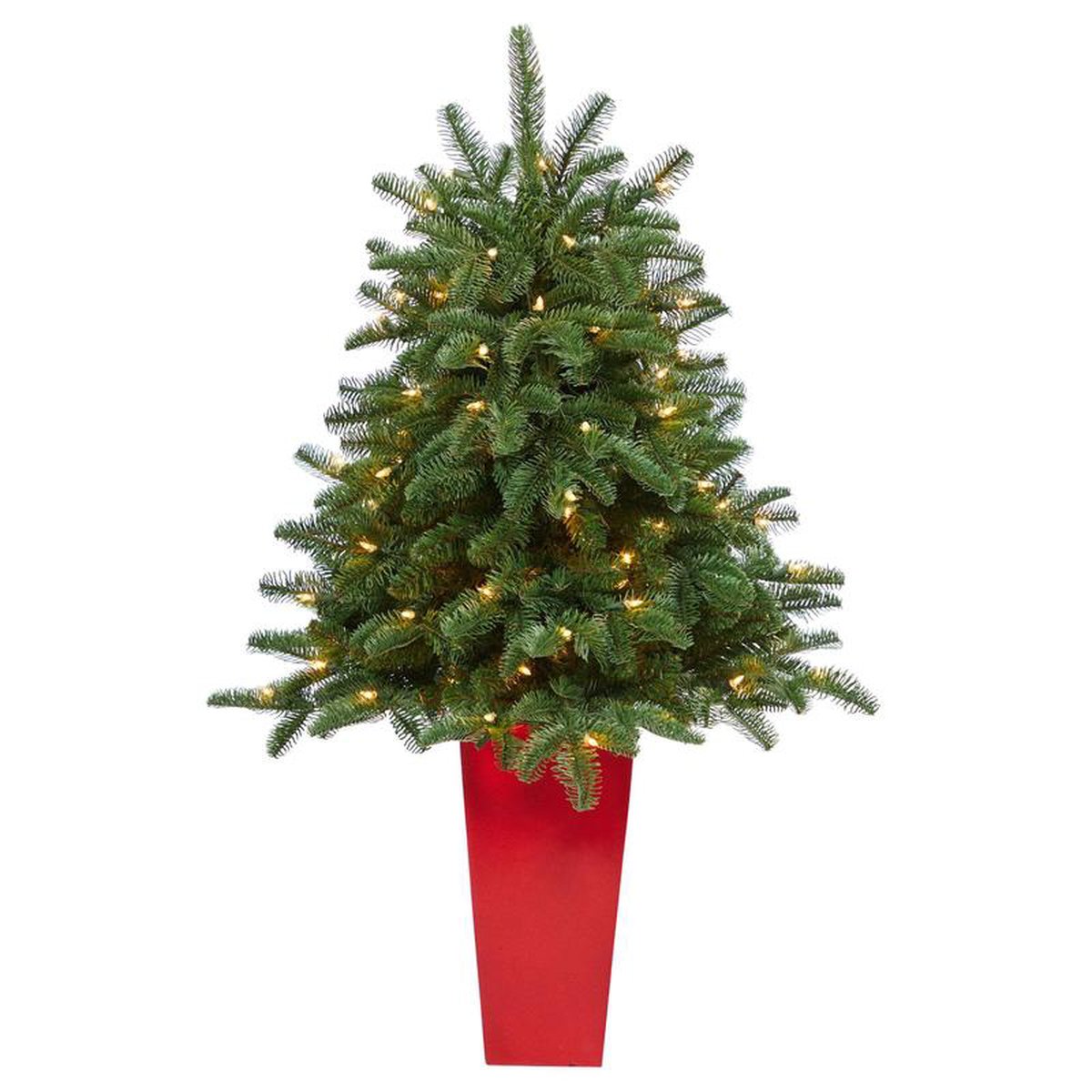 35 South Carolina Spruce Artificial Christmas Tree with 100 White Warm Light and 458 Bendable Branches in Red Planter