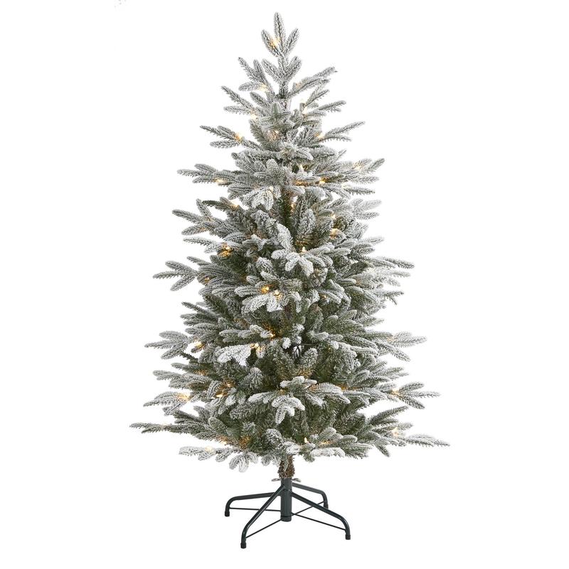 4.5 Flocked Manchester Spruce Artificial Christmas Tree with 100 Lights and 357 Bendable Branches
