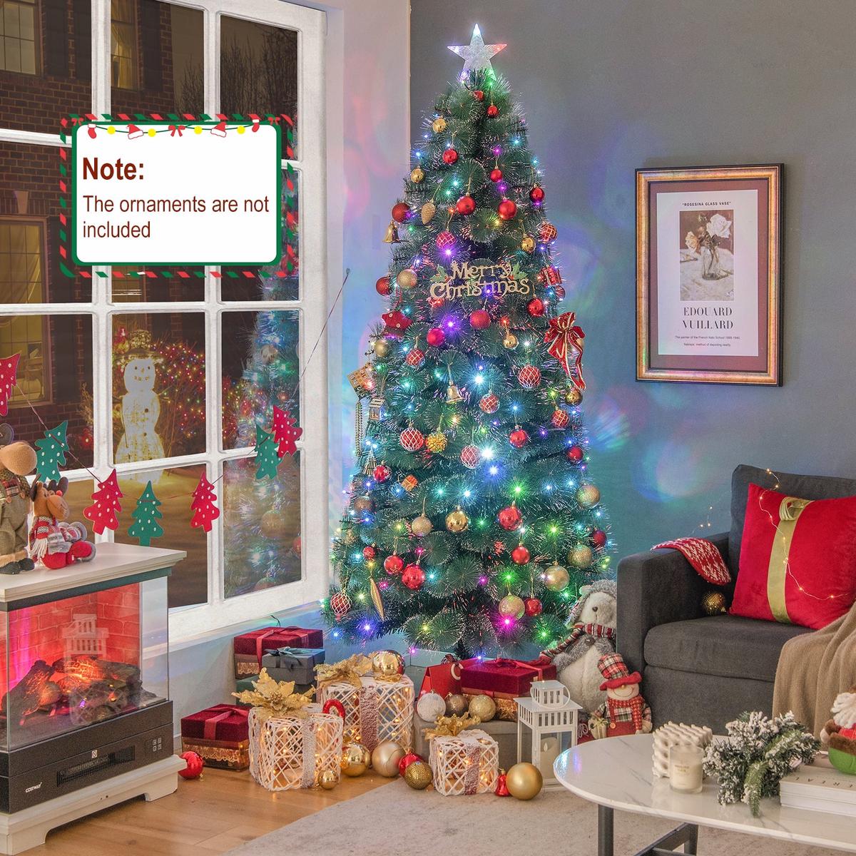 5/6/7  148/185/226  LED  - 7  5/6/7 FT Pre-Lit Fiber Optic Christmas Tree with 148/185/226 Multi-Color LED Lights and Top Star Light-7 ft