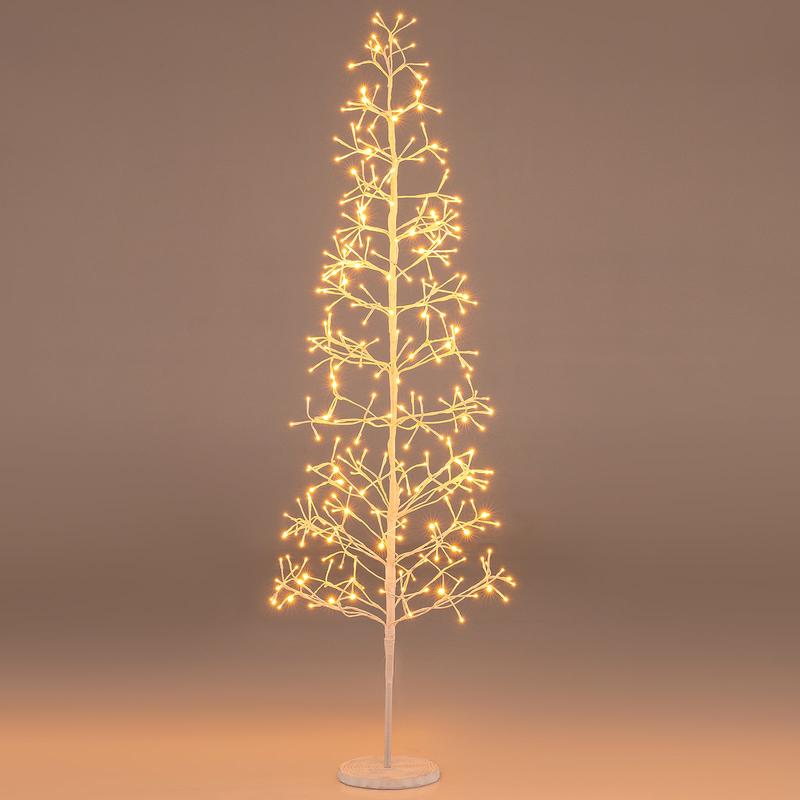 5/6/7 FT Lighted Birch Tree Pre-lit Twig Tree with 240/320/456 Warm White Light LED Lights-6 FT, White - White