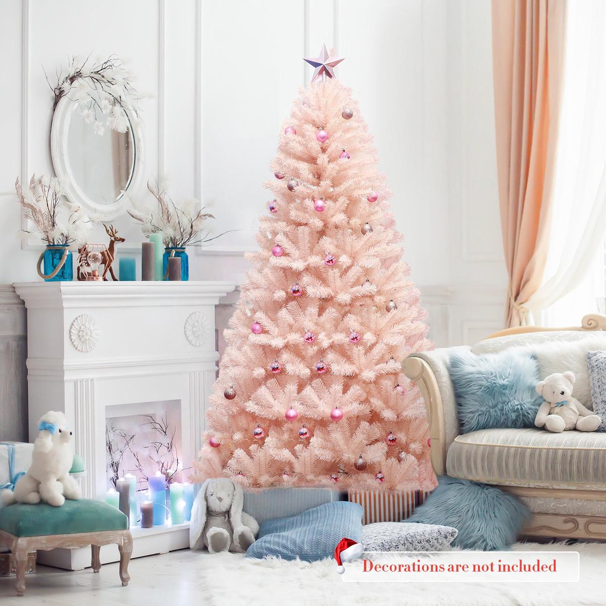 6/7  - 6  6/7 Feet Artificial Christmas Tree Hinged Full Fir Tree-6 Feet