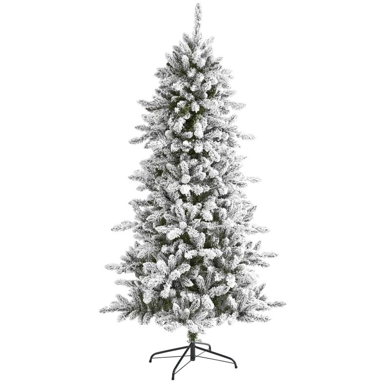 6 Flocked Livingston Fir Artificial Christmas Tree with Pine Cones and 696 Bendable Branches