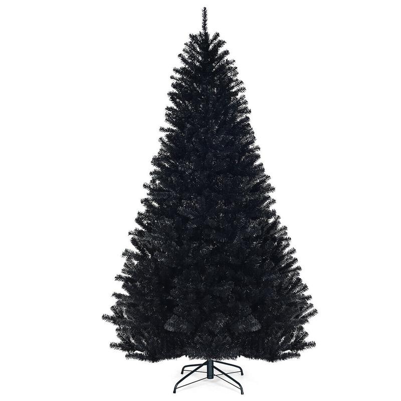 7.5 Feet Hinged Artificial Christmas Tree, Black - Black