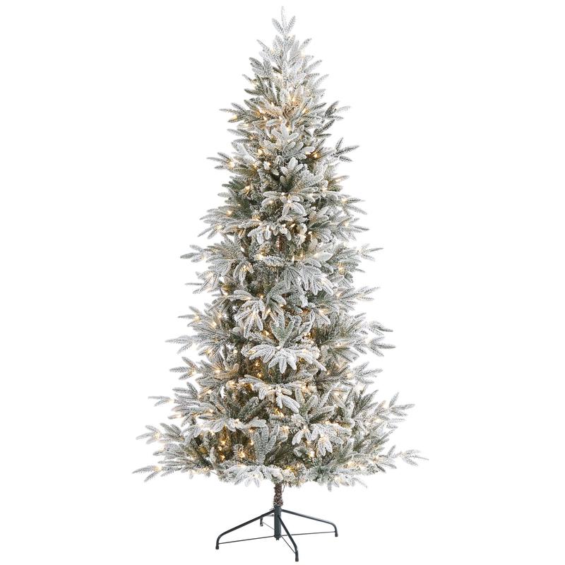 7.5 Flocked Manchester Spruce Artificial Christmas Tree with 450 Lights and 949 Bendable Branches