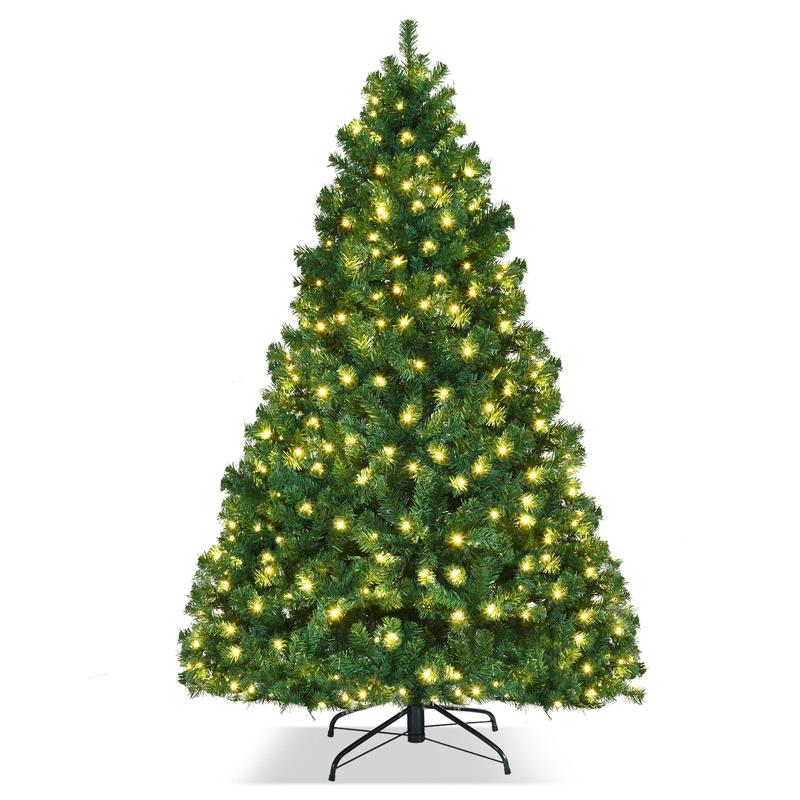 7 Ft PVC Artificial Christmas Tree With LED Lights, Green