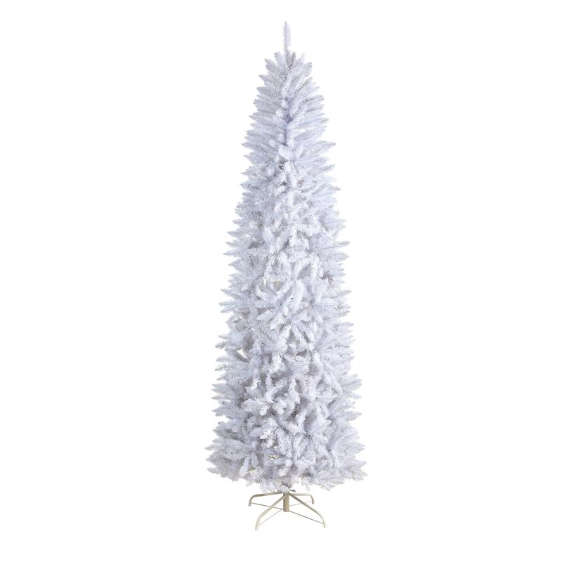 8 Slim White Artificial Christmas Tree with 1348 Bendable Branches