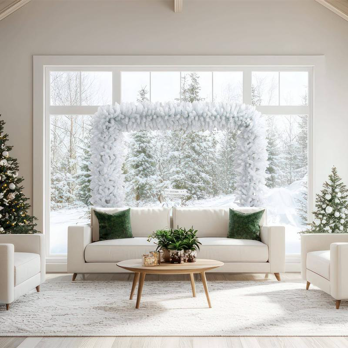 88242 Artificial Holiday White Christmas Pine Archway