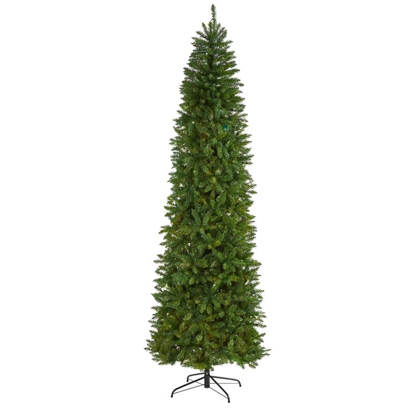 9 Slim Green Mountain Pine Artificial Christmas Tree with 1860 Bendable Branches
