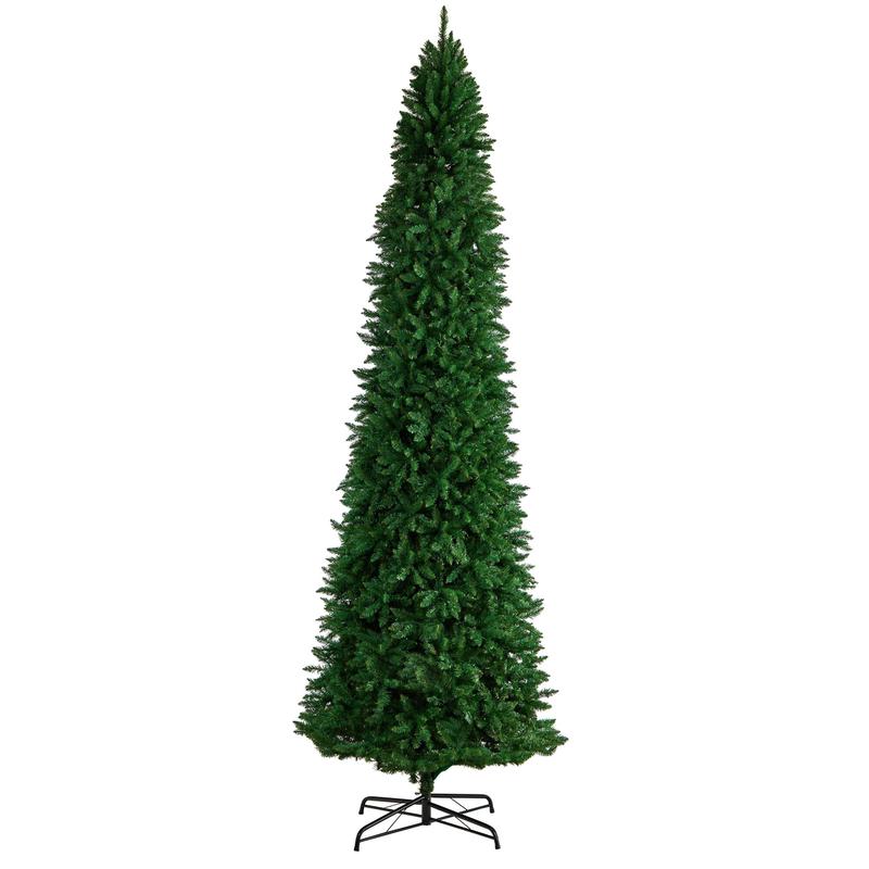 12 Slim Green Mountain Pine Artificial Christmas Tree with 3235 Bendable Branches
