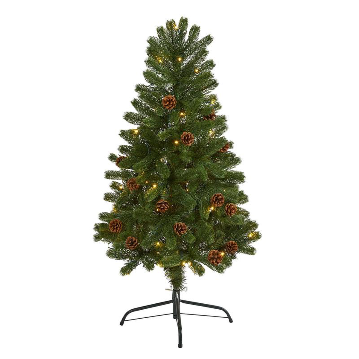 48217 Rocky Mountain Spruce Artificial Christmas Tree with Pinecones and 70 Warm White LED Lights