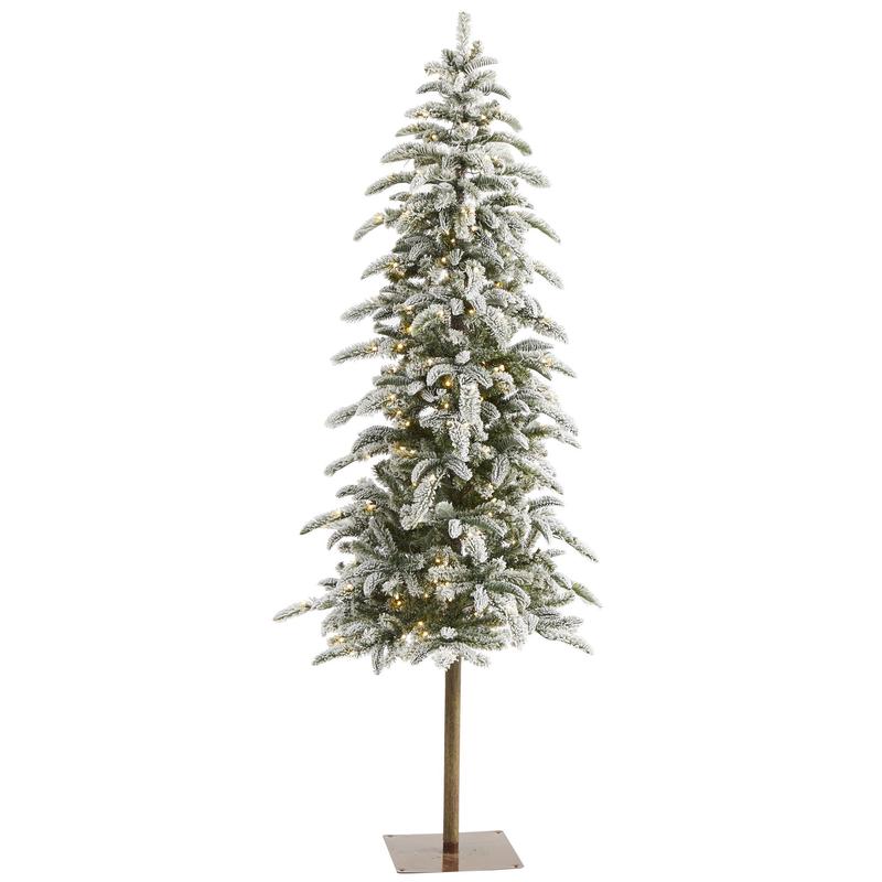 6.5 Flocked Washington Alpine Artificial Christmas Tree with 250 White Warm LED Lights and 637 Bendable Branches