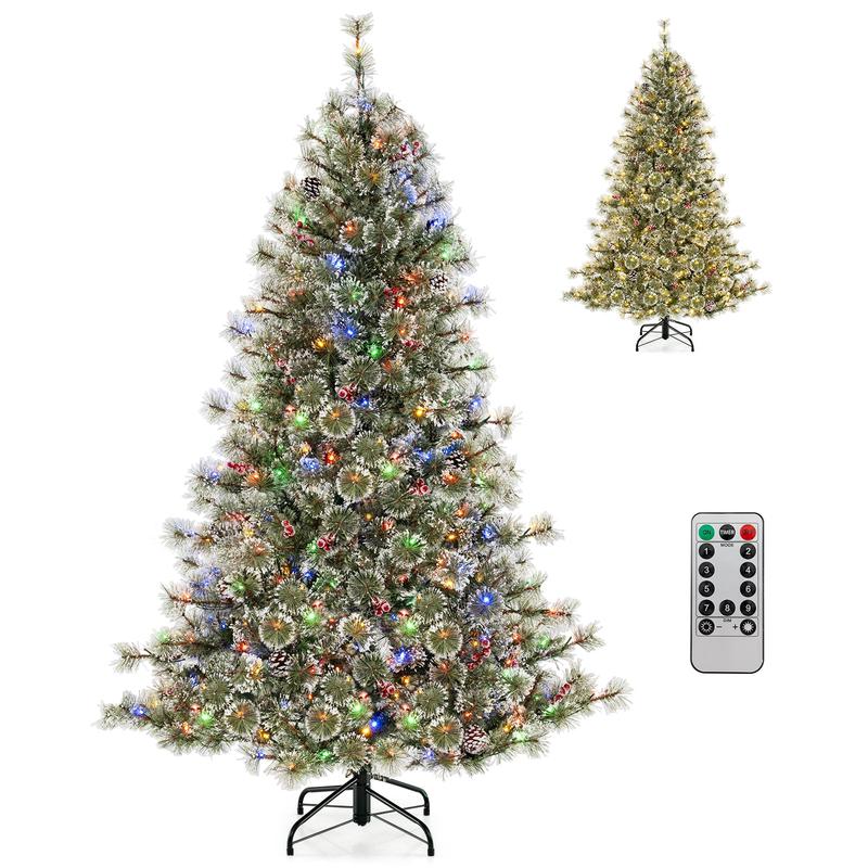 6 Ft Artificial Christmas Tree, Pre-Lit Hinged Holiday Tree, Green - Green