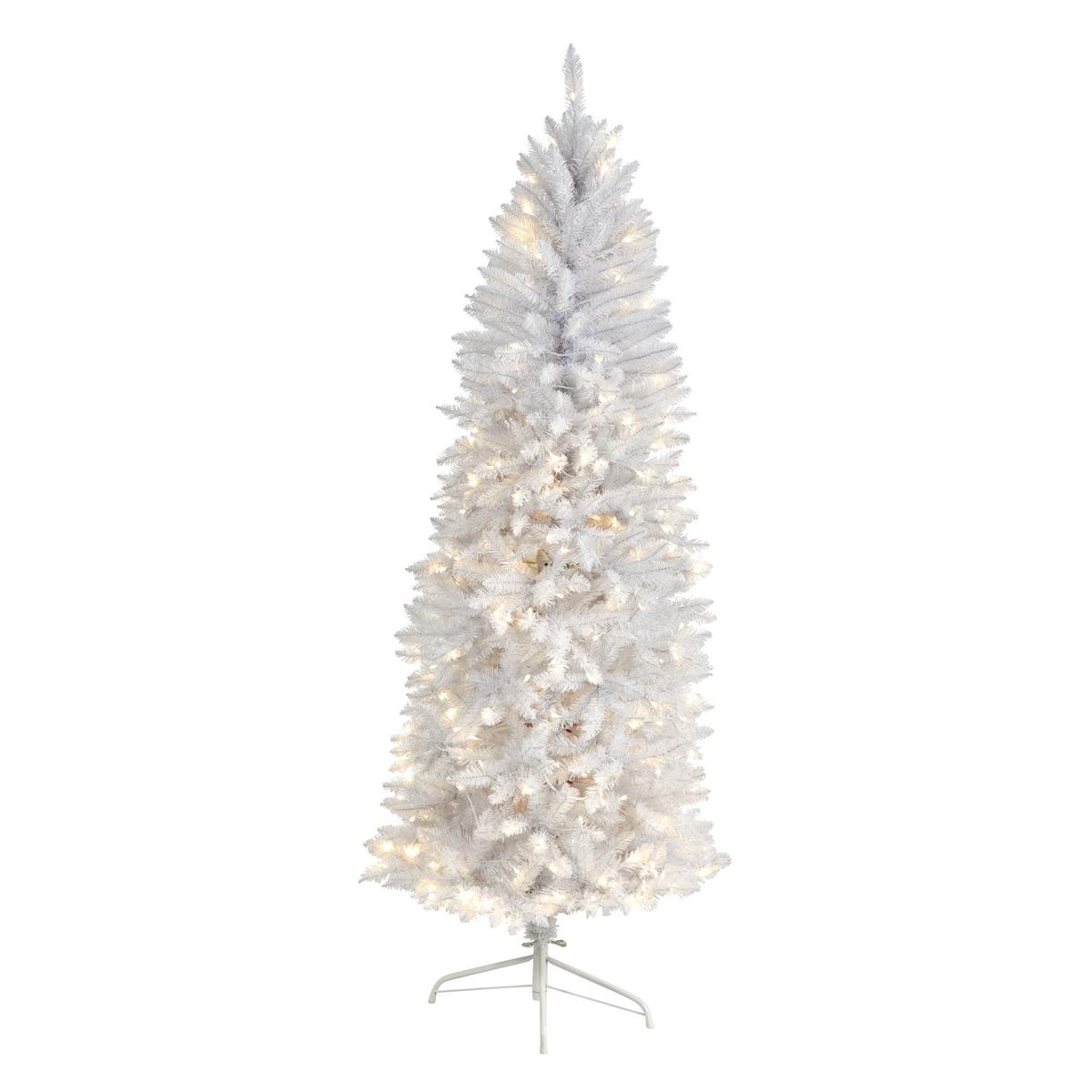 6 Slim White Artificial Christmas Tree with 250 Warm White LED Lights and 743 Bendable Branches