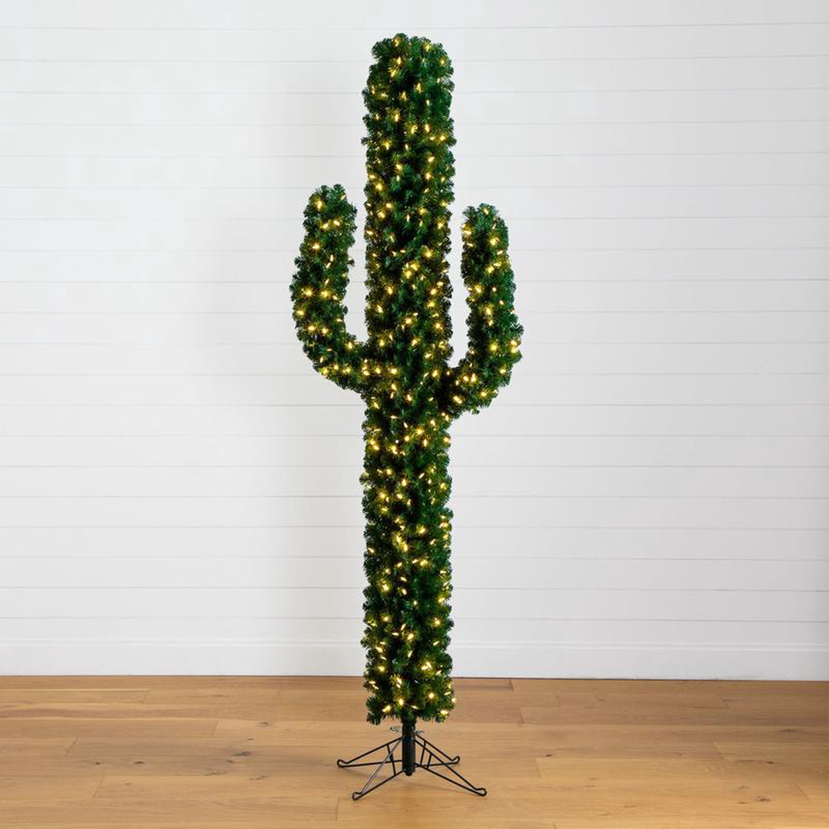 7 Pre-Lit Artificial Cactus Christmas Tree with 500 Micro LED Lights