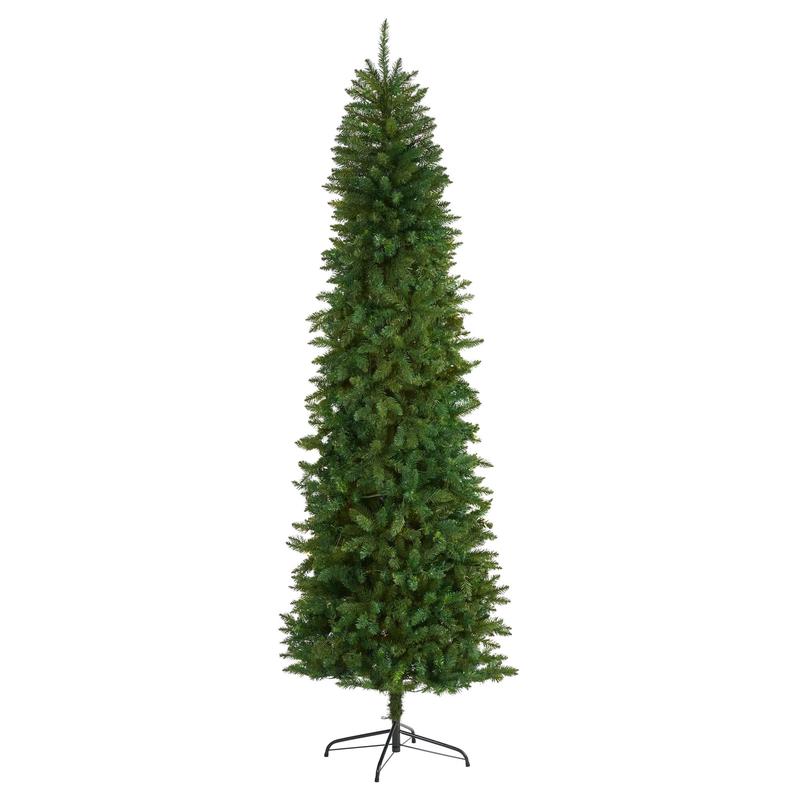 8 Slim Green Mountain Pine Artificial Christmas Tree with 1348 Bendable Branches