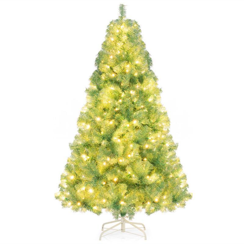 Pre-Lit Tinsel Christmas Tree, Artificial Xmas Tree, S, Green