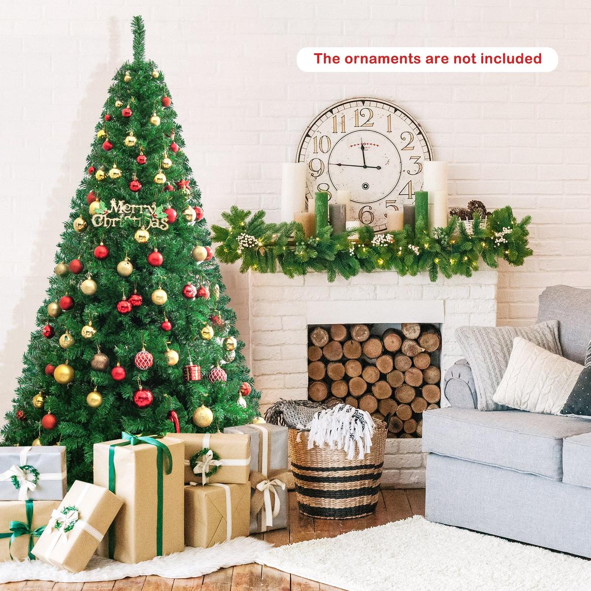 PVC  - 7  Artificial PVC Hinged Christmas Tree with Solid Metal Stand-7 ft