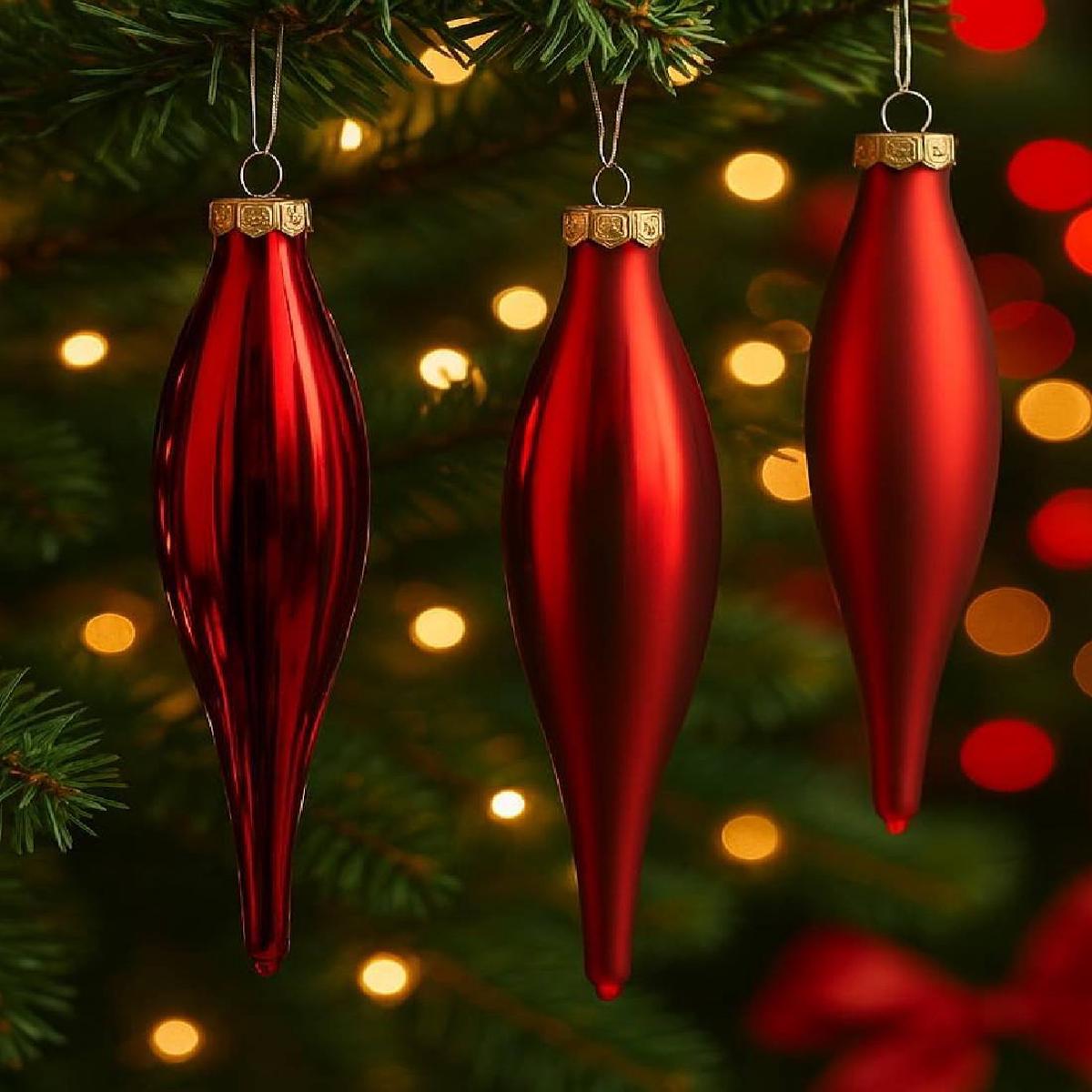 15cm Red Stalactite Glass Christmas Tree Ball