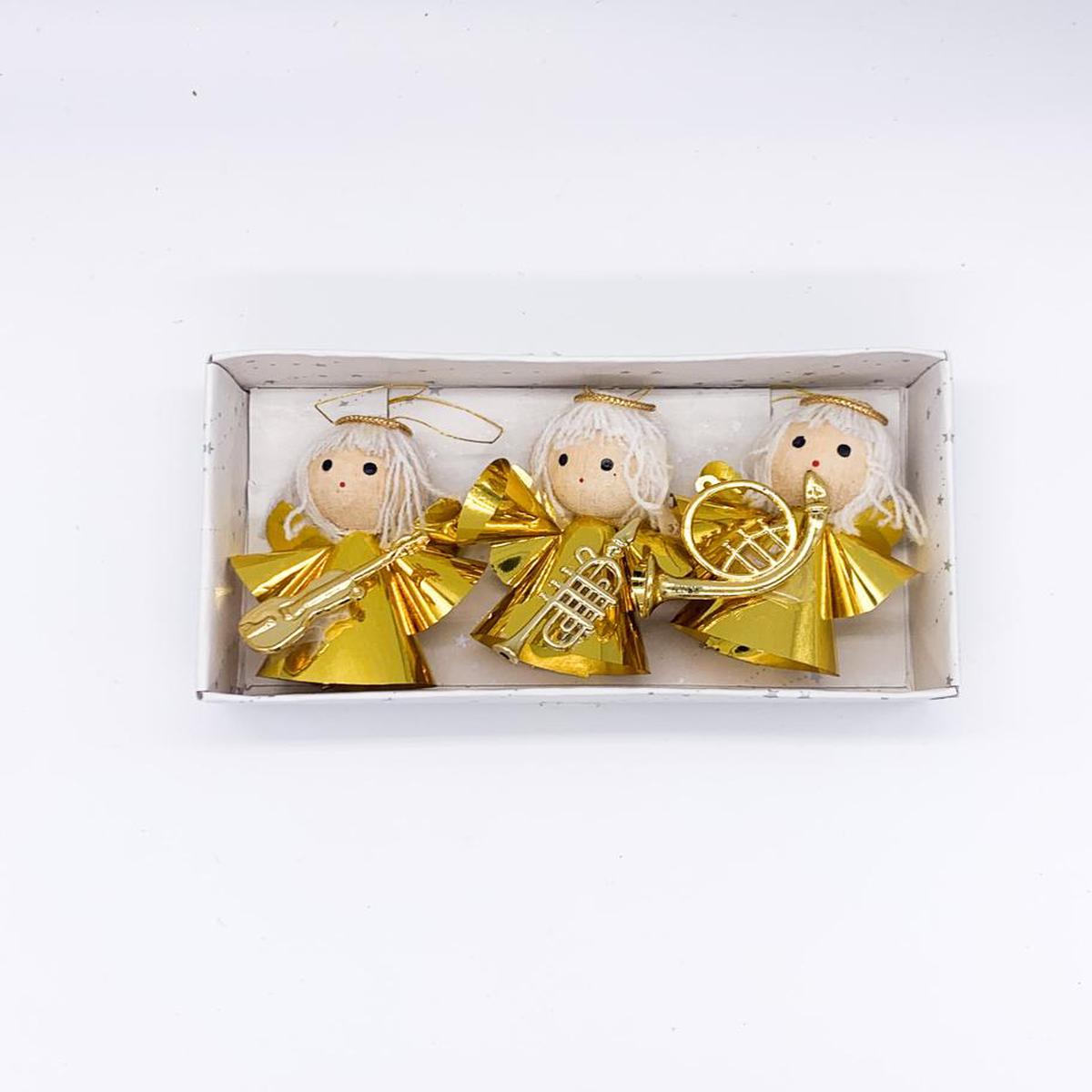 3-Piece Gold Angel Musician Christmas Tree Decoration