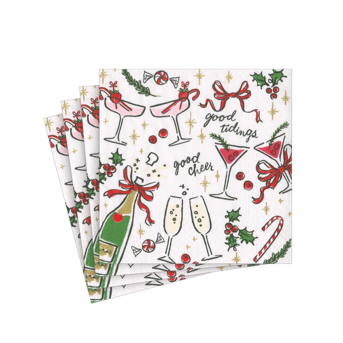 Caspari Let's Be Merry Napkin - 20 Cocktail Per Pack - Default Title