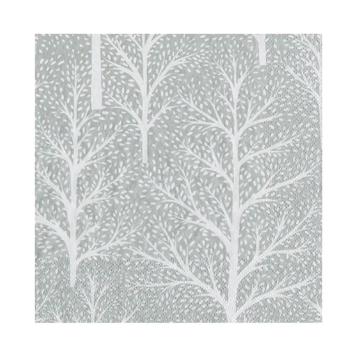 Caspari Luncheon Napkin - Silver / White Winter Trees (20 Pack)
