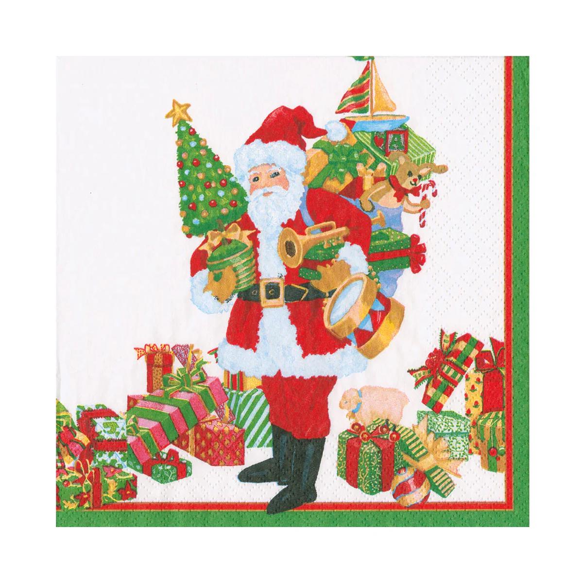 Caspari Mr. Claus Paper Napkins - 20 Luncheon Per Pack - Default Title