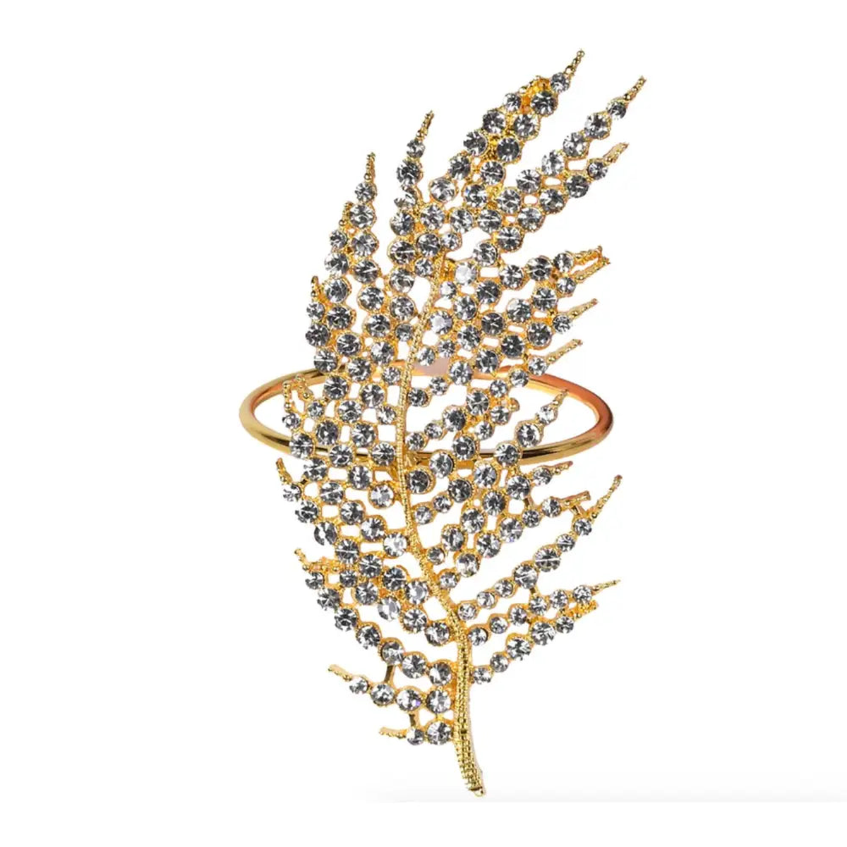 Golden Diamante Feather Napkin Ring - Set Of 4