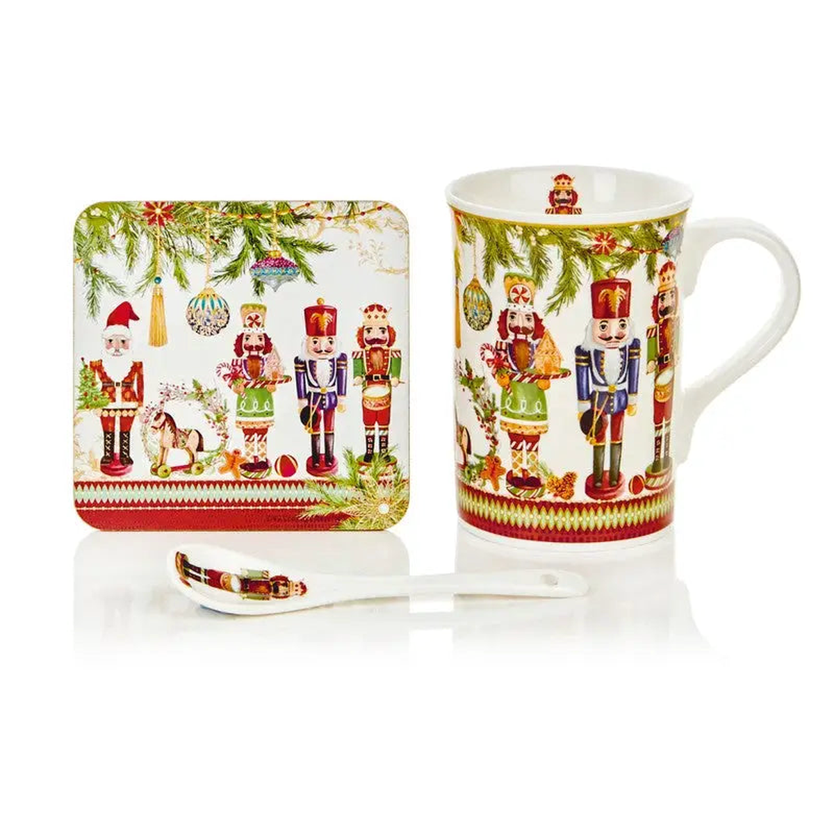 Premier Ceramic Nutcracker Mug With Coaster And Spoon Set 18cm