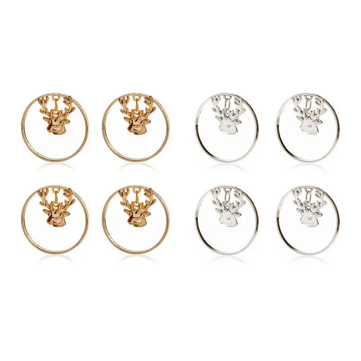 Premier Set of 4 Reindeer Napkin Rings Silver / Gold - 2 Asst. 1 Sent