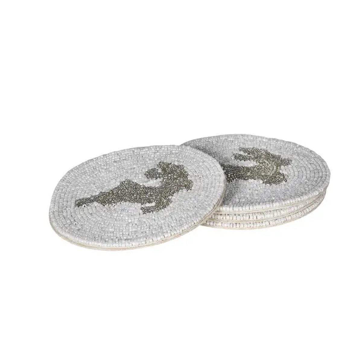 Set Of 4 Beaded Reindeer Coasters