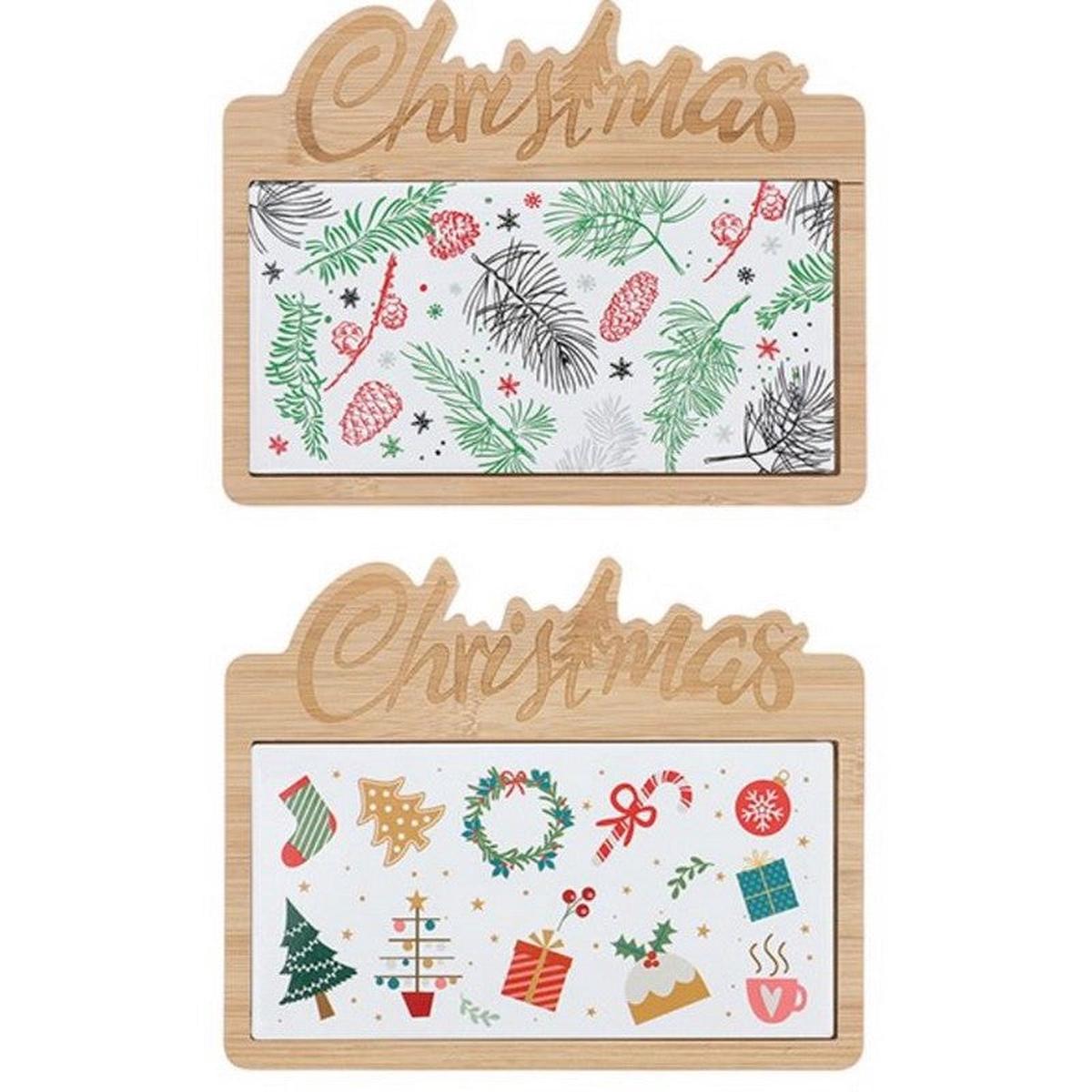 Xmas Cheer Ceramic Boards 18x12x1cm - 2 Assorted - 1 Board Sent