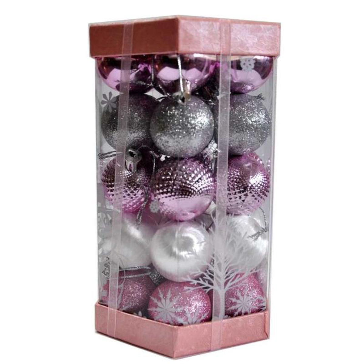 (Net) Christmas baubles rose-white mix